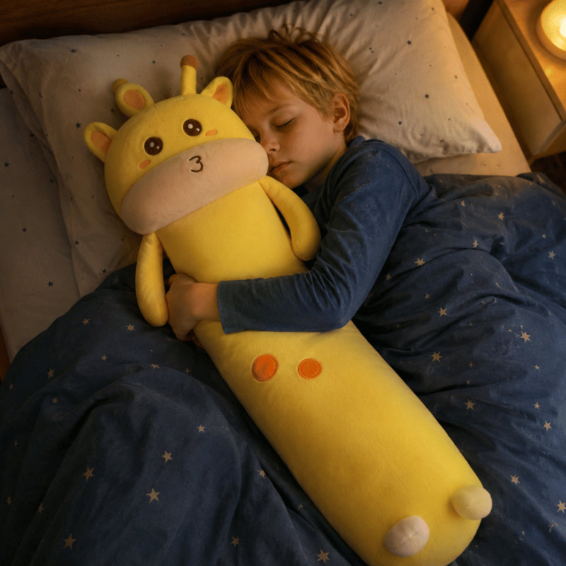 Girafe géante peluche aux grands yeux brillants