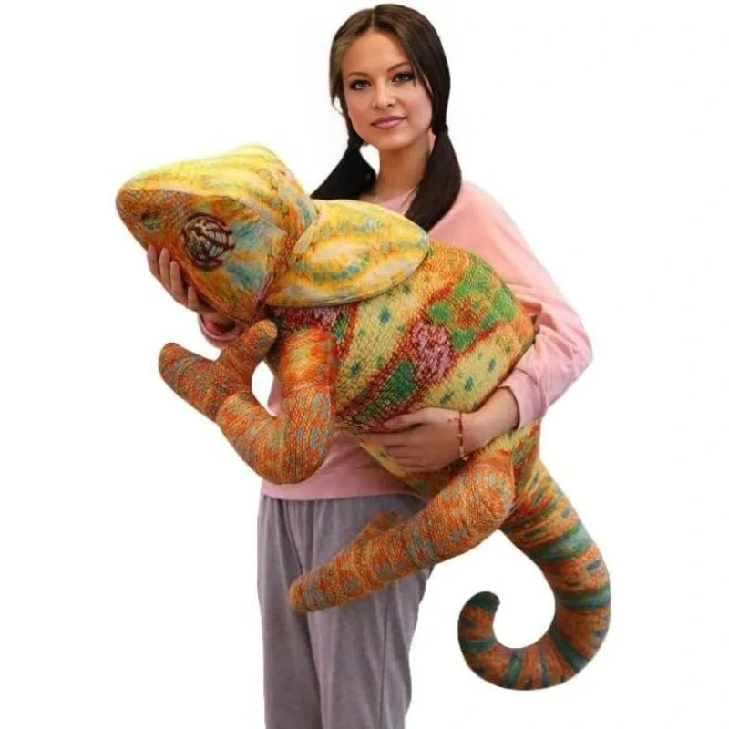 Peluche caméléon colorée