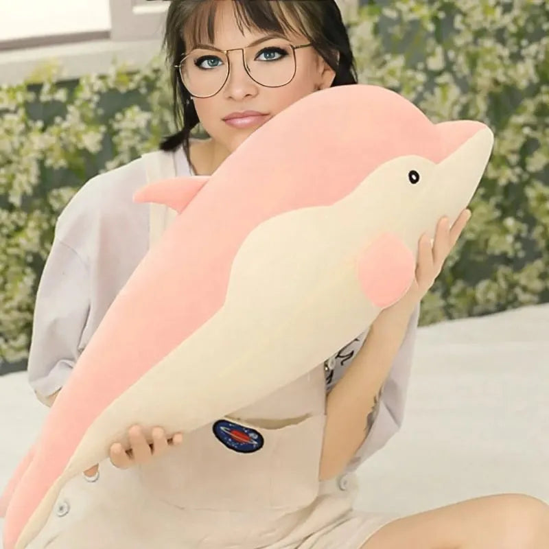 Grande peluche dauphin rose
