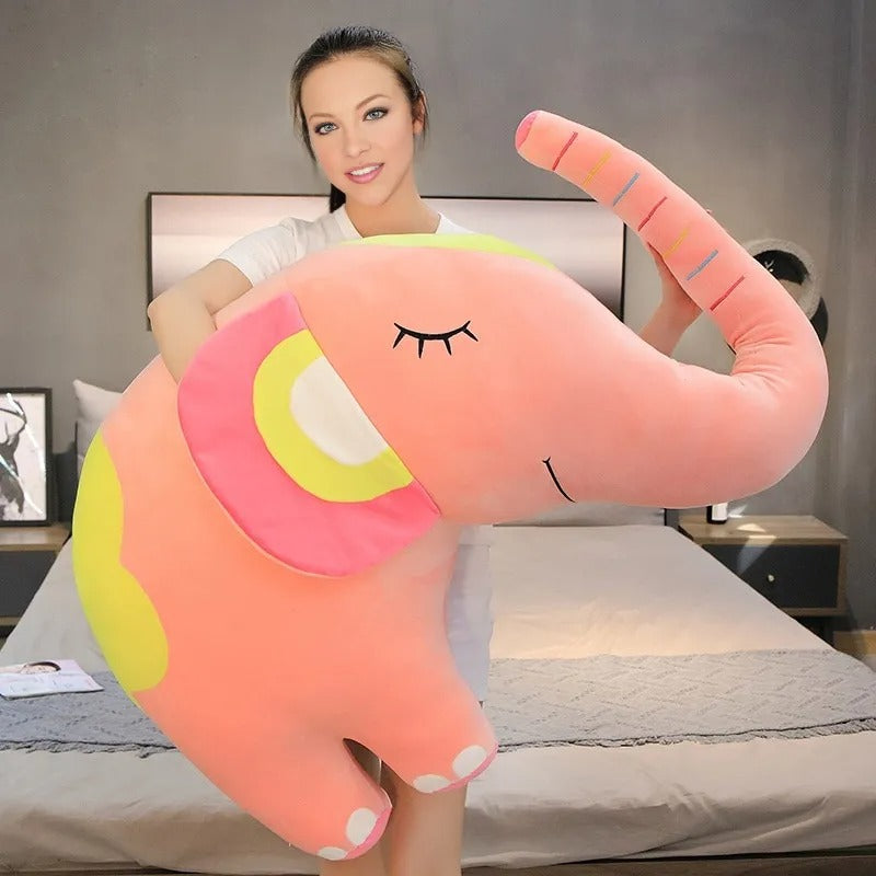 Éléphant peluche bébé rose 100 cm