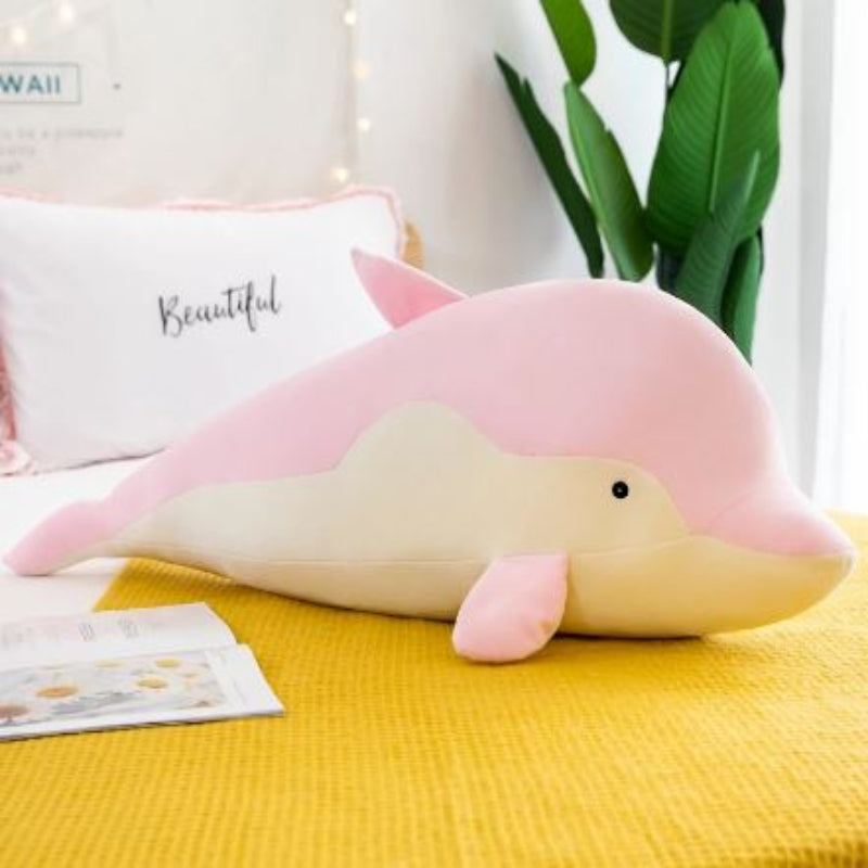 Grande peluche dauphin rose