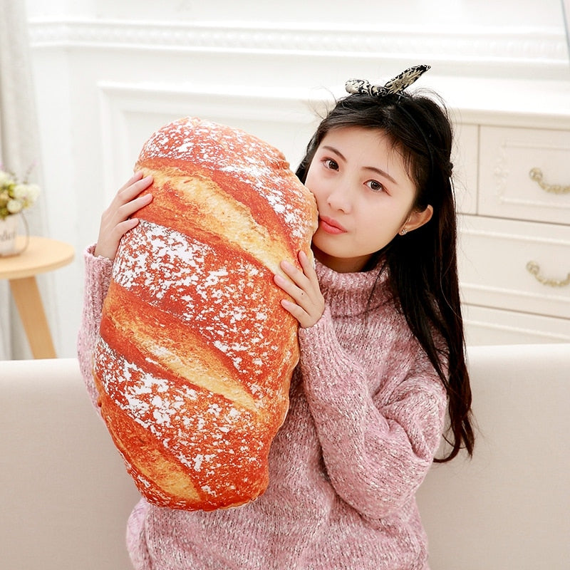 Grosse baguette de pain en coussin peluche