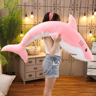 Grosse peluche rose requin ultra doux