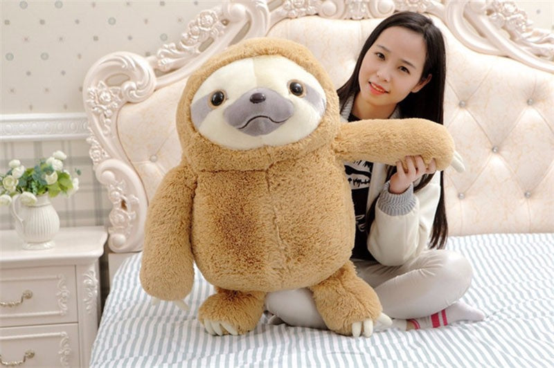 Grosse peluche paresseux marron et marrante