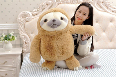 Grosse peluche paresseux marron et marrante