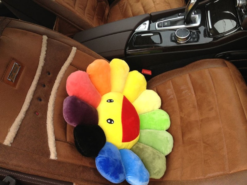 Coussin en peluche fleur de printemps souriante xxl