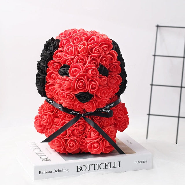 Petit chien réaliste en fleurs éternelles résistant et bien fini