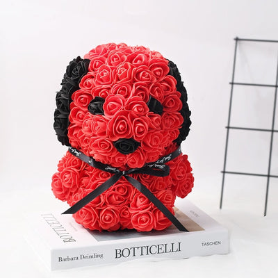 Petit chien réaliste en fleurs éternelles résistant et bien fini