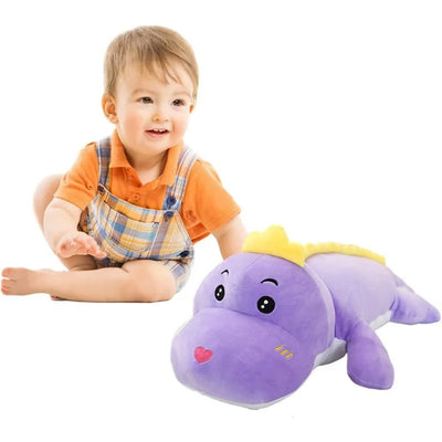 Gros dinosaure en peluche aux yeux brillants