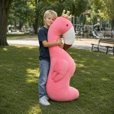 Flamant rose peluche géante