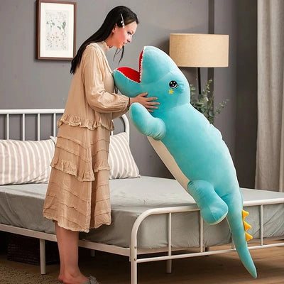 Dinosaure géant peluche bleu xxl