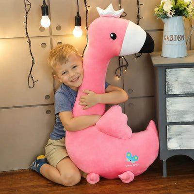 peluche énorme flamant rose