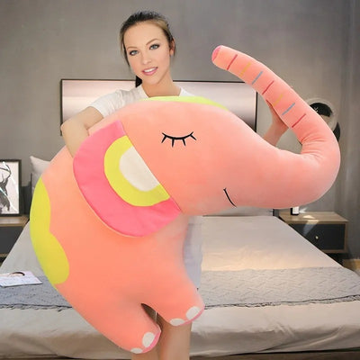 Éléphant peluche bébé rose 100 cm