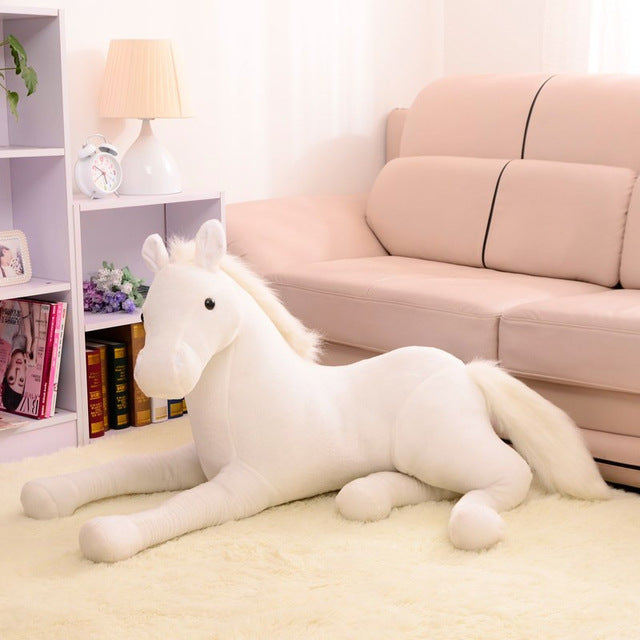 Cheval blanc en peluche géante fidèle et adorable