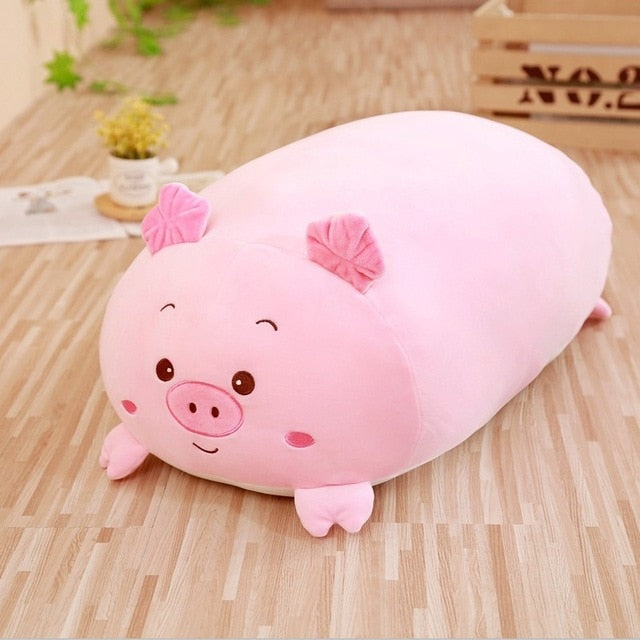 Cochon en peluche amical et géant