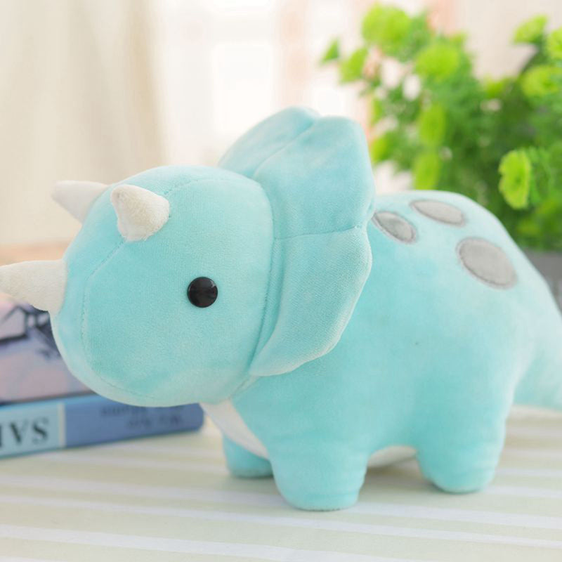 Tricératops réaliste en doudou dinosaure bleu