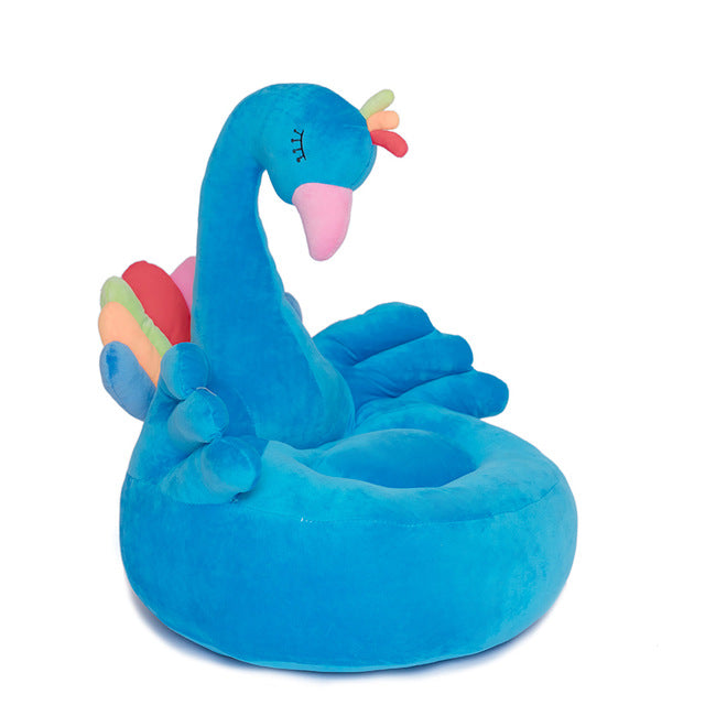 Coussin peluche oiseau bleu chambre enfant