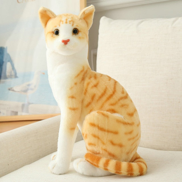 Doudou chat véritable, 26 cm, simulation réaliste, chat debout